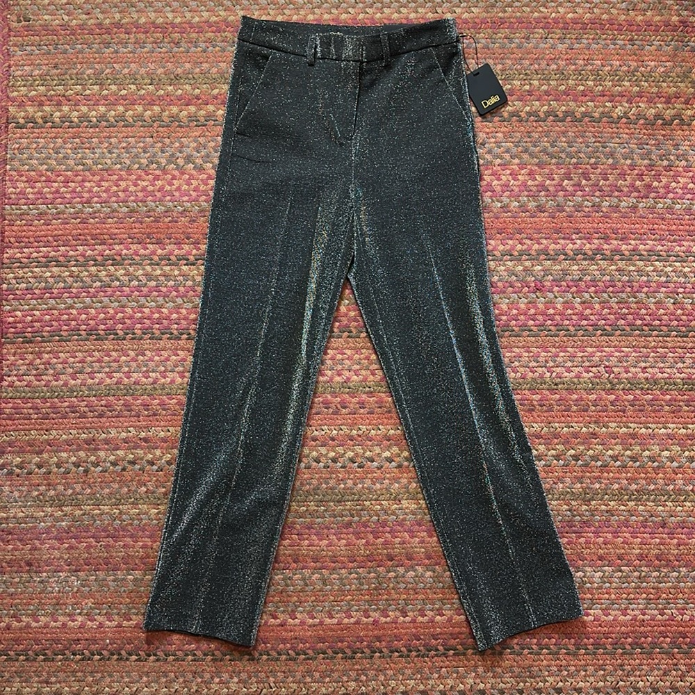 NWT DALIA BLACK SHIMMER STRETCH TROUSER PANTS